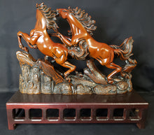 Load image into Gallery viewer, Red Resin Galloping Horses Sculpture