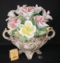 Load image into Gallery viewer, Capodimonte Porcelain Floral Centerpiece