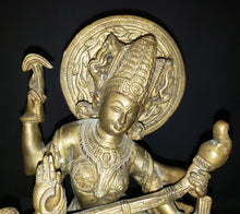 Load image into Gallery viewer, Brass Saraswati Goddess Statue