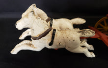 Load image into Gallery viewer, Cast Iron Toy Horse Drawn Fire Wagon