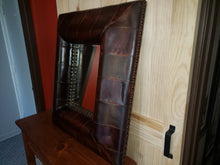 Load image into Gallery viewer, Leather Studded Framed Bevelled Mirror