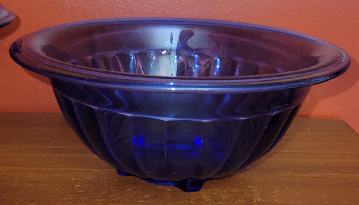 Vintage Nest Of 4 Hazel Atlas PILLAR OPTIC Cobalt Blue Mixing Bowl Set