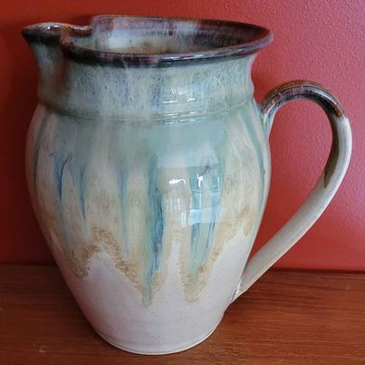 Glazed Pottery Jug, Signed on the Bottom