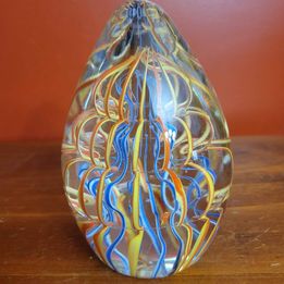 Colorful Egg Shaped Artglass Paperweight