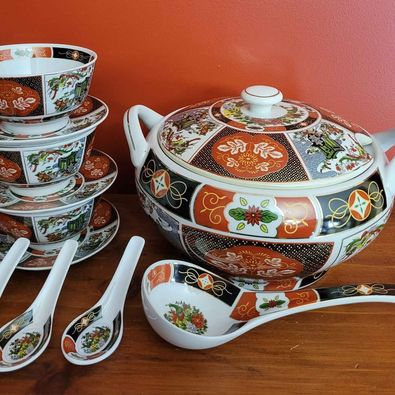 Imari 12pc Dining Set in the Peacock Design,Made in China,1950's