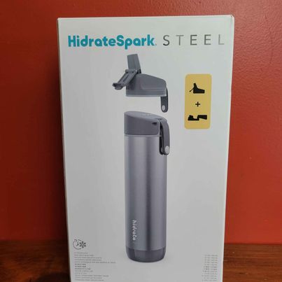 HidrateSpark Steel Smart Water Bottle, Glows, Tracks Water Intake, Complete in Box, Bluetooth LED G