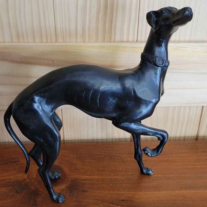 Vintage 1970's Maitland Smith Bronze Whippet Dog Statue