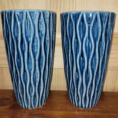 Pair of Blue Decorative Ceramic Vases