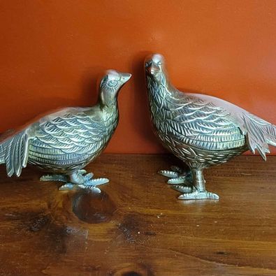 Pair of Brass Pheasants, Rooster & Hen