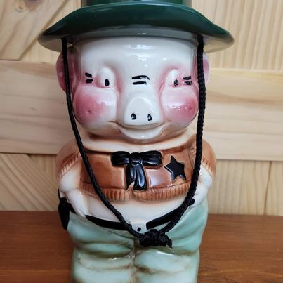 Vintage! Sheriff Pig, Ceramic Cookie Jar by Ransbottom Pottery Co.