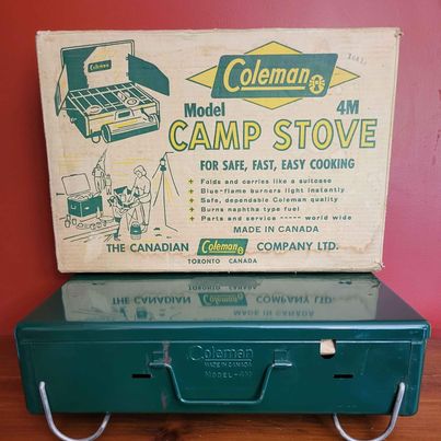 Canadian Coleman Camp Stove, Model #4M, 1962 in Original Box w/ Paperwork