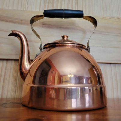 Newer Copper Kettle Teapot w/ Wooden Handle