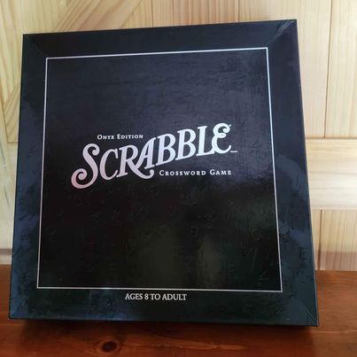 Onyx Edition Complete Scrabble Crossword Game w/ Rotating Game Board