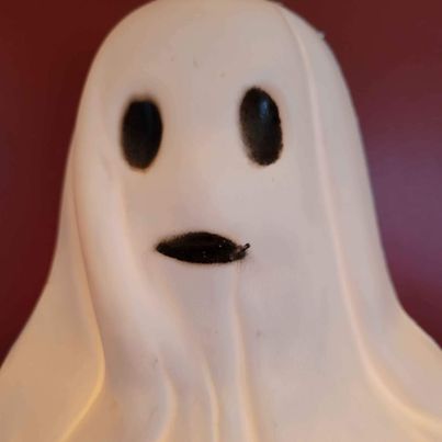 Halloween! Light Up, Blow Mold, Ghost Holding Pumpkin (3)