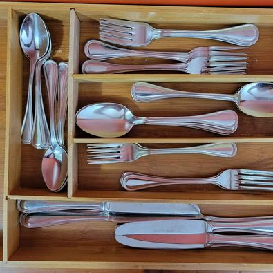 Stainless Cutlery By Gourmet International, 42 Pces in Wood Tray