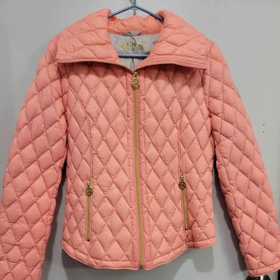 Michael Kors Down Puffer Quilted Jacket w/ Gold Zippers & MK Pulls, Size Ladies Medium