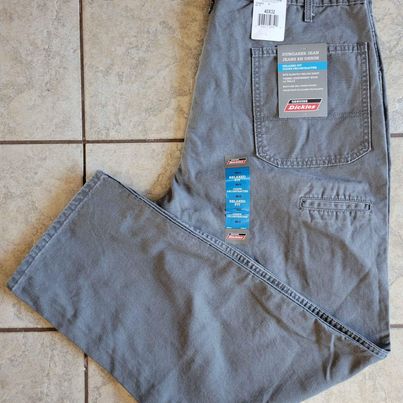 New! Dickies Mens Relaxed Fit,Grey,  Dungaree Jeans, Size 40W X 32L