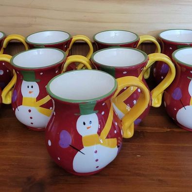 Pier One Imports Christman Snowman Mugs