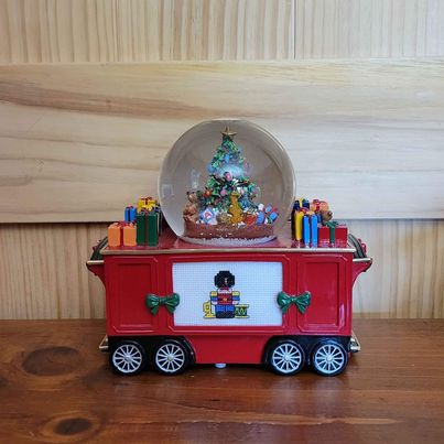 Christmas Train Caboose Snow Globe & Music Box