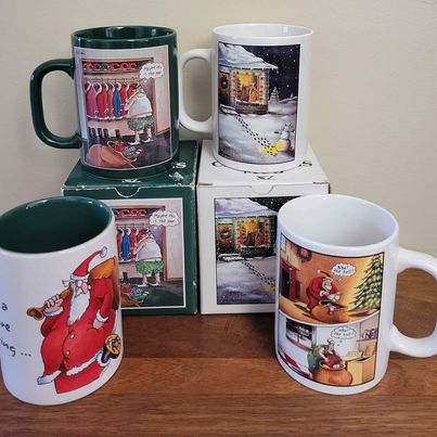 Hilarious! Vintage! Gary Larsen, The Far Side Chritmas Mugs, Early 90'S