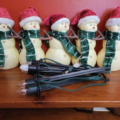 Vintage! Blow Mold Snowman Sidewalk Light Set, 2001