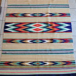 Navajo Style Woven Wool Carpet/ Blanket W/Fringed Edge