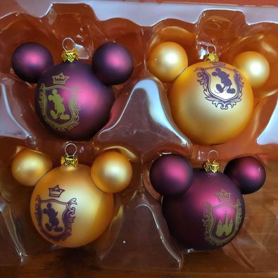 Disney World Blown Glass Iconic Mickey Mouse Ears Christmas Tree Ornaments 4pce