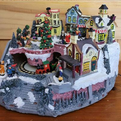 Holiday Collection Fiber Optic Village W/ Train & Motion, 8