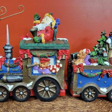 Christmas Santa Claus Fiber Optic Lightup Train, w/ Original Box & Styrofoam, Measures 10