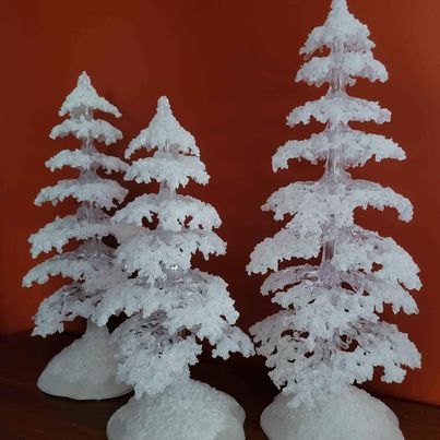 Set of Snow Covered Decorative LED Illuminated,Trees, Battery Operated, (3 pce), Original Box