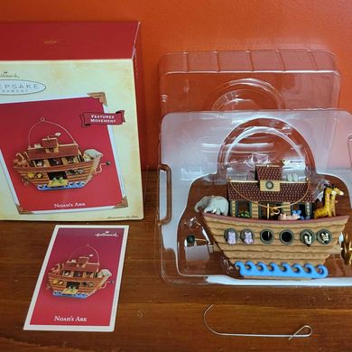 New in Box! 2004 Hallmark Noah's Ark Christmas Tree Ornament, Features Movement.