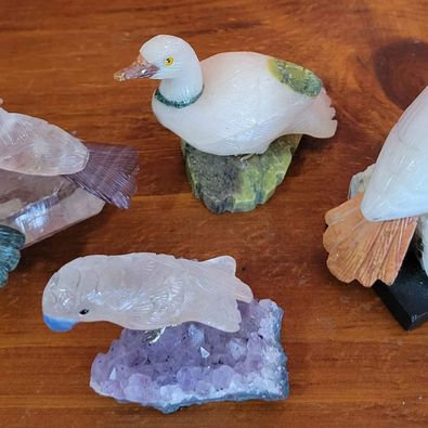 Carved Semi Precious Gemstone Bird  Figurines From Peru