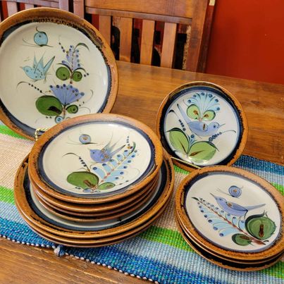 Ken Edwards El Palomar Tonala Studio Pottery Plates, 12 pces