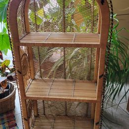 Boho Style Wicker Shelving Unit, 3 Shelves, 49