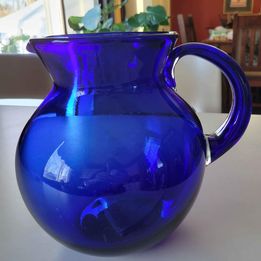 Cobalt Blue, Mouth Blown, Water Pitcher