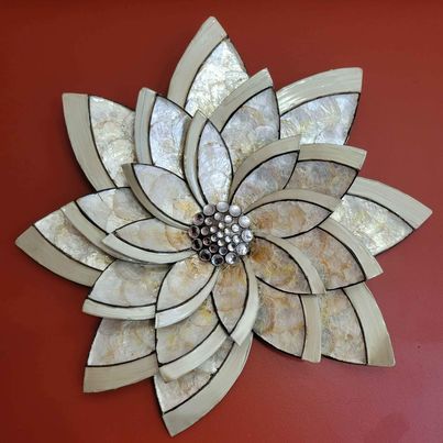 3D Capiz Shell on Metal Flower Wall Art, Measures 24.5