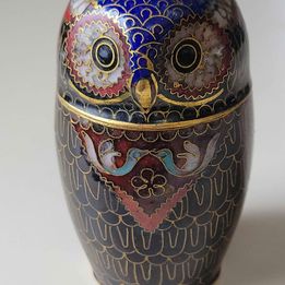 Cloisonne Owl Trinket Box