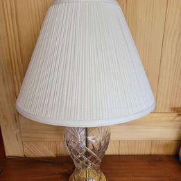 Polished Brass & Cut Crystal Table Lamp, Measures 27