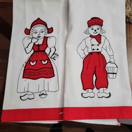 Linen Tea Towels w/ Dutch Boy & Girl by Lady Christina