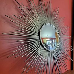 MCM Style! Large! Sunburst Nickel Mirror, Measures 3 Ft 4