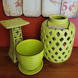 Decorative Green Garden Items, Candle Lantern, Candle Stand & Planter