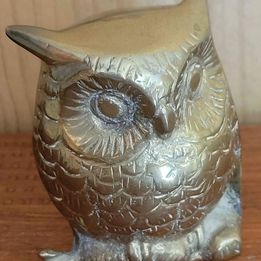 Vintage! Brass Owl Figurine Paper Weight