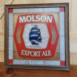 Framed Molson Export Ale  Mirrored Bar Beer Sign, Measures 15.5