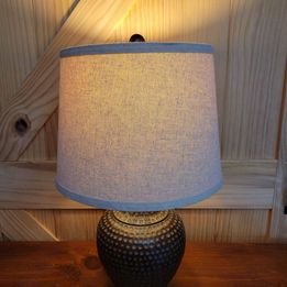 Table Lamp with Round Dimpled Base & Linen Look Shade