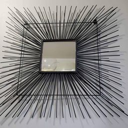 MCM Brutalist! Style Metal  Starburst Square Mirror Wall Decor, 25