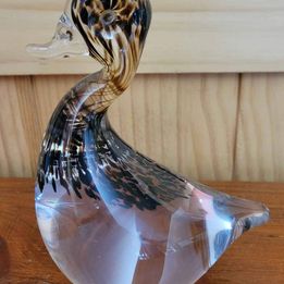 Wedgewood Art Glass Speckled Duck Paperweight, Marked On Bottom,Measures 6