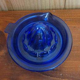 Hazel Atlas Cobalt Blue Glass Tab Handle Citrus Squeezer