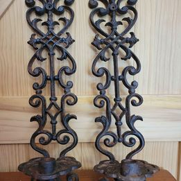 Pair of Cast Iron Candlestick Wall Sconces