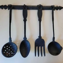 Rustic Cast Iron Hanging Utensil Set