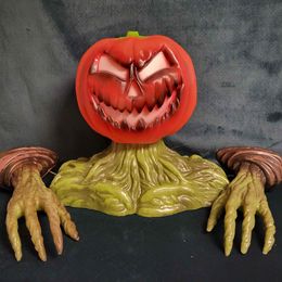 Halloween! Scary Pan Asian Creations Blow Mold  Talking Lightup Pumpkin W/ Hands, 12